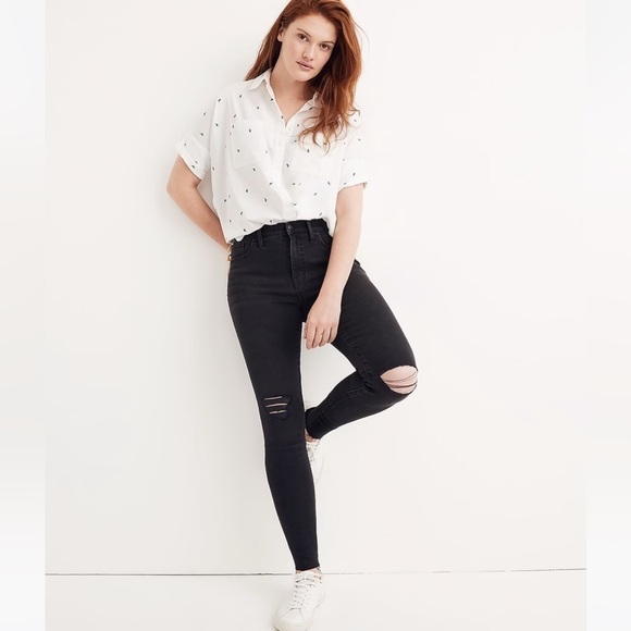 Madewell 9" Mid-Rise Skinny Jeans in Black Sea Size 27 - Picture 1 of 7